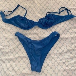 shein blue shimmery bathing suit set!
